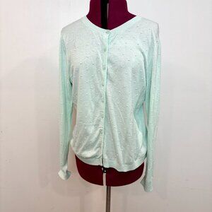 Lord & Taylor Cotton Pastel Blue Button-Up Cardigan sz XL